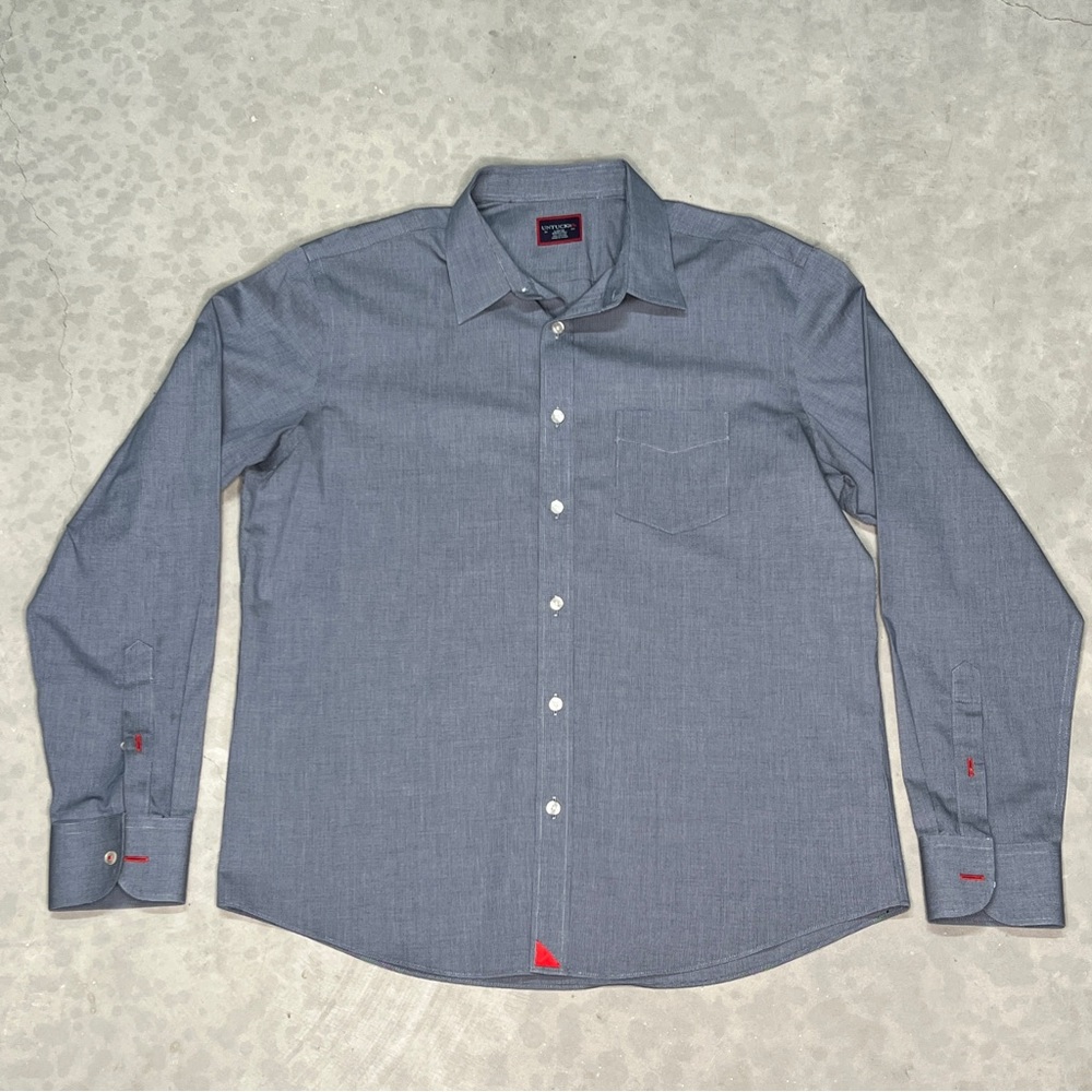 UNTUCKit Men's Size L Blue Cotton Wrinkle-Free Regular Fit Pio Cesare L/S Shirt